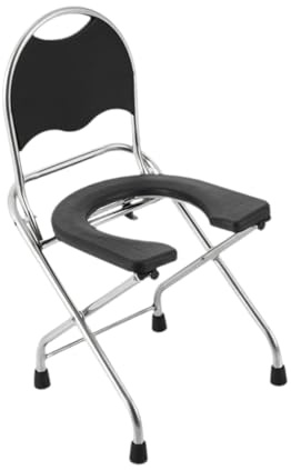 Milageto WC -toilette portatile toilette sgabello sedia da doccia sedile del bagno pieghevole con schienale per i cantieri