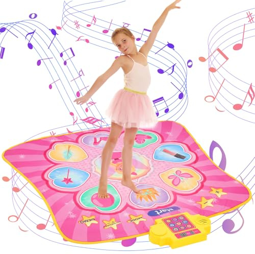 iFunLong Dance Mat Toys for Girls, Music Play Mat with LED Lights, 3 Challenge Levels and Adjustable Volume, Built-in Music Kids Dance Mat, Toys Gifts for 3 4 5 6 7 8 9+ Year Old Girls Boys and Adult