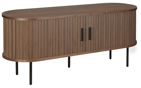 Oviala Meuble TV en mélaminé et Acier 120 cm Noyer