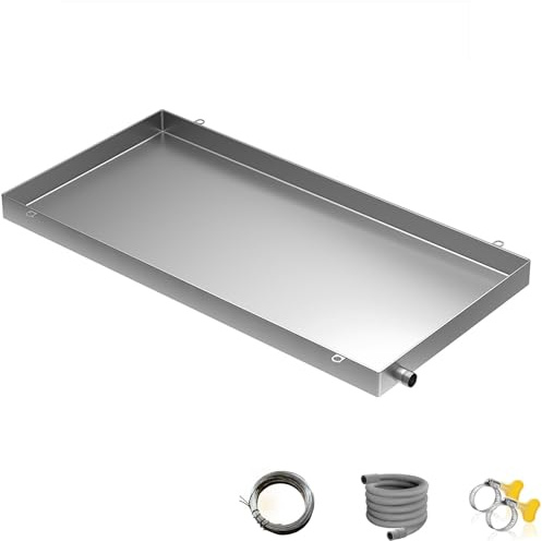 YANGLLYJ Edelstahl 304 Ölwanne Auffangwanne, Automatische Auffangwanne, Ölauffangbehälter, Kondensatwanne und Ölwechselwanne für Außenklimaanlagen Wärmepumpen(80x60cm/24.6x31.5in)