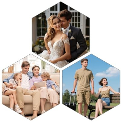 Cadres Photo Hexagonaux En Acrylique Personnalisés - Sets De 1/3/5 Cadres À Colle Eva, Pour Famille, Mariage, Remise De Diplômes, Souvenirs De Voyage, Décoration Murale Photo (B(3Pcs))