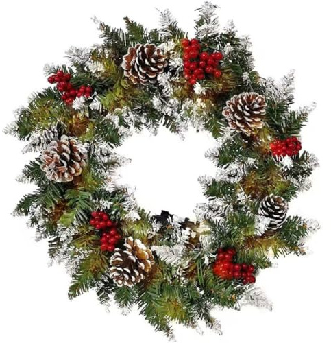 40CM Weihnachtskranz, Türkranz Weihnachten, Künstlich Kranz，Weihnachten Dekor,Geeignet für Kamine,Türen,Fenster,Treppen,Innen und Außendekorationen (Set-1)
