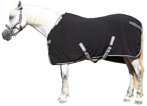 LEAFOREST Horse Fleece Blanket Polar Fleece Cooler Liner Soft Exercise Blankets for Horses Moisture Wicking Sheet in the Barn, Stable, Stall, Pasture, Paddock Black 72 inches