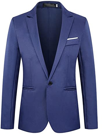 2026 - Traje de hombre Slim Fit One Button Solid Jacket Business Trajes de boda Trajes de regreso a casa para hombres Cardigan Abrigo de hombre, azul, XL