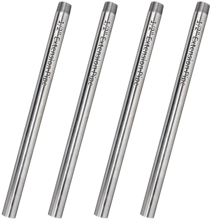 DEEFIINE 15'' 4PCS Extension Pipe Fit for NPT 1/2 Pipe Clamps | Galvanized & Polished High Carbon Steel, Compatible With DEEFIINE 1/2 Steel Pipe, Extended Design For Carpentry Projects