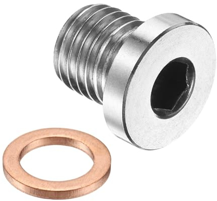 PATIKIL Tappo Filettato Metric M12 x 1.5 Testa Esagonale Interna In Acciaio Inox 304 Con Rame Per Tenuta Olio Gas Acqua