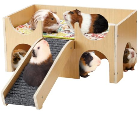 Hamsterhaus,Natürliches Holz Nagerhaus | Lebensraum Beschäftigungsmöglichkeit Mit Kletterleiter Für Hamster Meerschweinchen Und Kaninchen
