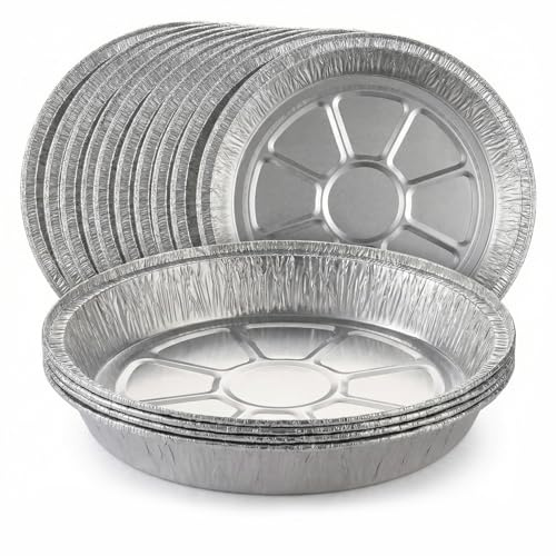 Milaloko Paquete de 30 bandejas redondas de aluminio para hornear (23 x 3 cm) – Bandejas de aluminio desechables para hornear, asar, cocinar, almacenar alimentos y uso en fiestas