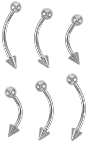 ROMISBABA Lot de 6 Piercings Sourcil en Acier Chirurgical Incurvés Barres de Piercing Courbées 12 MM Bijoux Steampunk Unisexes pour Usage Quotidien et Soirées