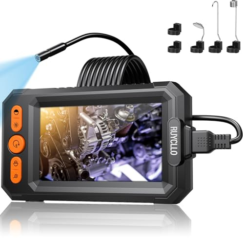 Endoskopkamera mit Licht, 1080P HD Inspektionskamera mit 8.2mm Kamera & 8 LED, IP67 Wasserdicht Endoskop mit 4.3 IPS Bildschirm, Endoskop Kamera mit 5M halbstarrem für Kabel KFZ, Rohre, Haushalt