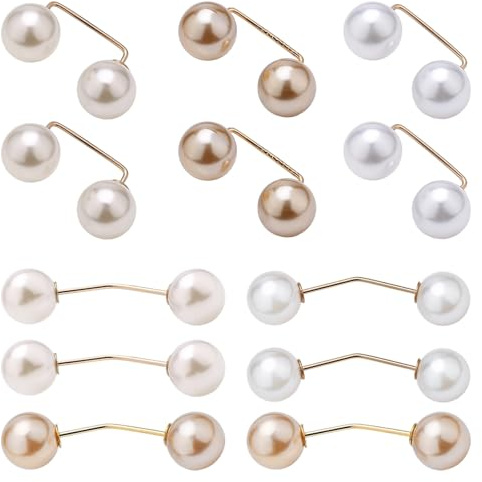 12 Pièces Broche Femme avec Perles Artificielles, Epingle a Châle Foulard, Epingle de Surete Col Anti Exposition, Accessoire Vetement Elegant