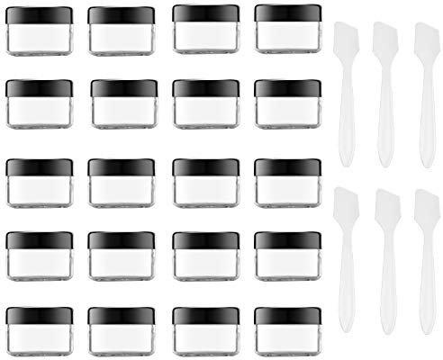 Toureal 15ml kleine Cremedose Leer (20 Stück) Kosmetikdose Plastik, Creme Dose Behälter für Kosmetik Tiegel (Schwarz, mit Deckel)