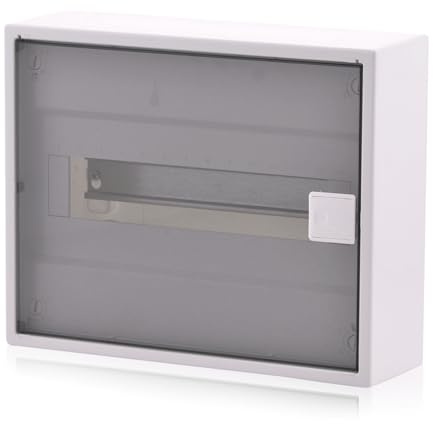 Intratec ALPHA Sicherungskasten Aufputz 1 reihig – Verteilerkasten Aufputz für 12 Module mit transparenter Tür für einfache Installation Zuhause & Gewerbe – 251 x 310 x 96mm