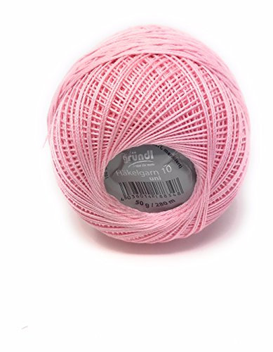 Gründl Häkelgarn 10 Brandneu, Filethäkelgarn, 100% Baumwolle (mercerisiert, gasiert, gekämmt), 50 Gramm Knäuel = 280 Meter LL, 20 tolle Farben, (20 rosa)