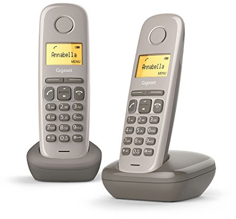 Gigaset A170 Duo - 2 téléphones DECT sans fil - écran avec rétro-éclairage - identification de l'appelant - 18 heures d'autonomie en conversation - répertoire avec 50 contacts, couleur taupe