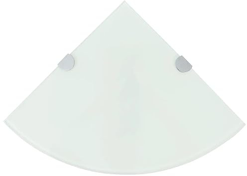 vidaXL 2X Eckregal mit verchromten Halterungen Glasregal Badregal Wandregal Glasboden Glas Ablage Boden Glasplatte Glas Weiß 25x25cm