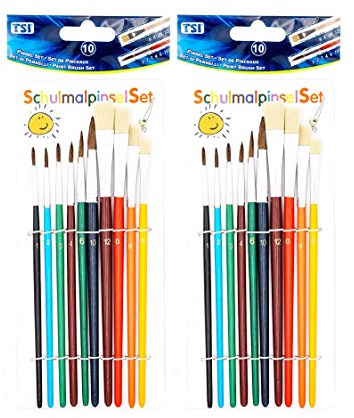 TSI 49110, farbig, Haarpinsel 1,2,3,4,6,1-Borstenpinsel 6,8,10,12, 10 Pinsel (2)
