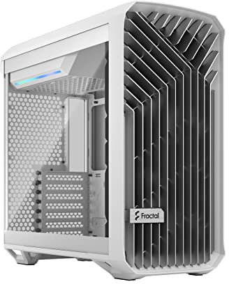 Fractal Design Torrent Compact White - Clear tint tempered glass side panel - Open grille for maximum air intake - Two 180mm PWM fans included - Type C - ATX Airflow Mid Tower PC Gaming Case