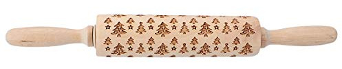TOPBATHY Mattarello Inciso in Legno Tema Natale Rullo Per Impastare Pratico Utensile Da Cucina Lavabile Sotto Acqua
