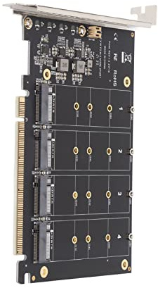 Tarjeta Adaptadora con NVME M.2 a PCIE X16 4 Puertos 32Gbps Tarjetas de Expansión, Tarjeta Adaptadora Tarjeta de Expansión Lector de Disco Duro Accesorios de Computadora