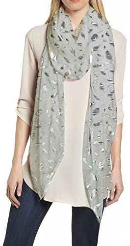 Lina & Lily Damen Schal mit Federmuster Metallic