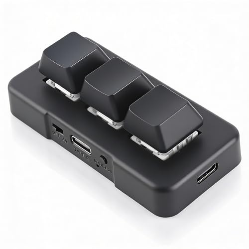 Sxhlseller Makro-Tastatur, Programmierbare 3-Tasten RGB Mechanische Gaming-Tastatur mit USB-Schnittstelle für Computer, Schwarz