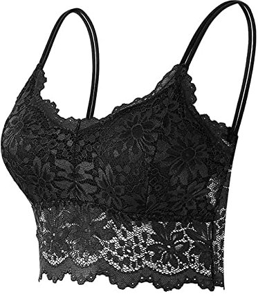 Trägerlos Gepolster BH Bralette Spitze Gepolstert Push-Up BH Bustier Große Größen Klassische Bequem Stretch Bra Running Bra für Fitness Yoga, Schwarz, M