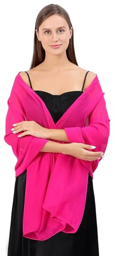 Cckuu Sciarpe in chiffon da donna eleganti sciarpe di moda leggere di grandi dimensioni sciarpe scialle per la primavera autunno festa di nozze, Rosa acceso