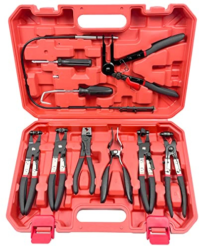 9PCS Automotive Hose Clamp Pliers Set Car Flexible Wire Long Reach Hose Clamp Plier Fuel Oil Water Hose Pipe Repair Tool