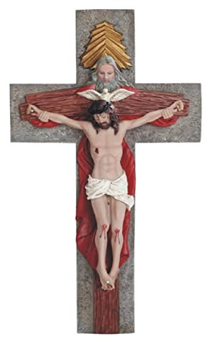ICE ARMOR Heiliges Dreifaltigkeitskruzifix, 39,9 cm hoch, Jesus auf das Kreuz genagelt, Kruzifix, Wandkreuz, Heilige Statue, religiöse Dekorationsfigur