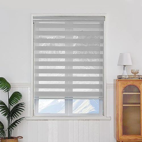 Verdunklungsrollo Klemmfix 55 x 300 cm Sichtschutz Sonnenschutz Seitenzugrollo Doppelrollo Thermorollo inkl. Montagematerial für Schlafzimmer Küche, Hellgrau