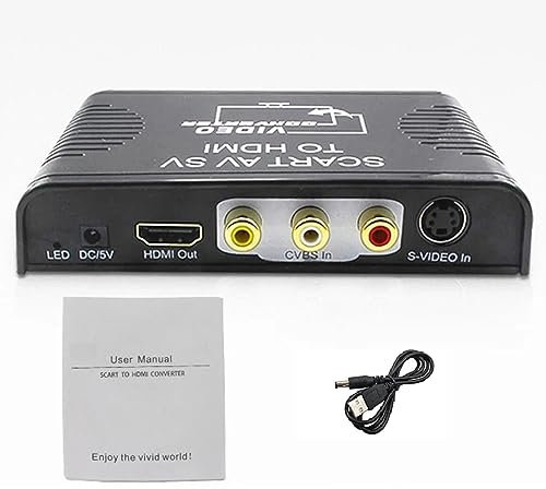 ZEZEFUFU 3-in-1 Scart to HDMI Converter 1080P HD Mini RCA Composite Video Audio Converter Adapter for VCR Camera DVD Accessories