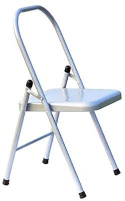 Metall-Yoga-Stuhl, Rückenfreier Yoga-Stuhl, Sitzfläche Aus Stahl, Yoga-Hilfsstuhl, Iyengar-Yoga-Stuhl, Mit Rutschfesten Fußabdeckungen, Hinteres Einzelbalken-Design, Silber,48cm