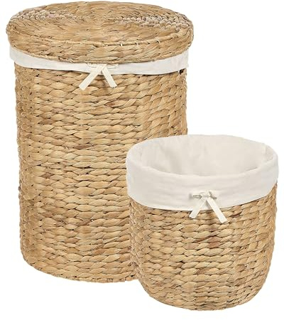 Conjunto de 2 cestos para ropa sucia con tapa jacinto de agua claro Danang