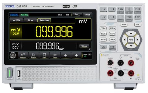 RIGOL Tischmultimeter,DM858 Tragbares Digitalmultimeter, 5½ bit TRMS, 0,03% DCV Genauigkeit, 125 rdgs/s Ablesegeschwindigkeit, 7 Farb-Touchscreen, Unterstützung für mobile Stromversorgung
