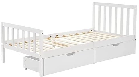 Home Treats Under Bed Storage Drawer Under Bed Storage for Cot Wooden Beds White Set of 2 Drawers for Single Beds Cots Cribs Children's Bedrooms