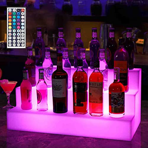 Weinregal Flaschenregal für die Bar LED-beleuchtete Spirituosen-Barregale 2-stufiger beleuchteter Bar-Getränkeständer für Private gewerbliche Partys mit Fernbedienung