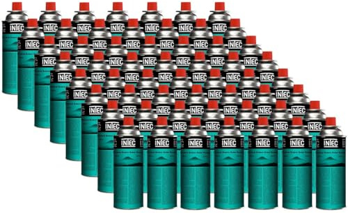 INTEC - Confezione da 56 Bombole di Gas Butano 227 g, Cartucce per Campeggio, Compatte, a Scatto, per Fornello, Diserbante, Barbecue