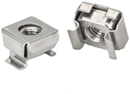 Tuercas enjauladas, marco abierto, 10 piezas M4 M5 M6 M8 304 Acero inoxidable Cuarteto de acero Tuerca flotante Casete Tarjeta de carcasa elástica Tuercas enjauladas(M6)