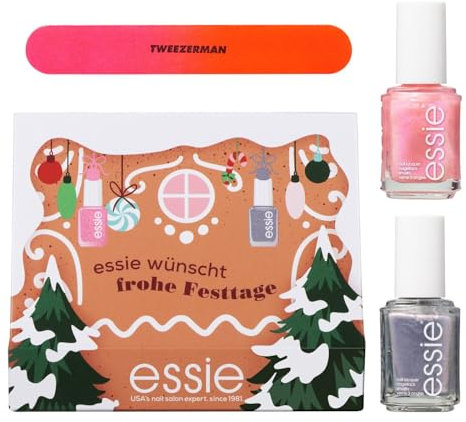 essie 2024 (3-teilig) – Nagellack-Set mit feel the fizzle & geek chic & Tweezerman Nagelfeile, 1 Stk