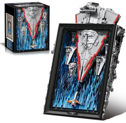 UROINT Star Destroyer Wandbild Bauset 5964 Stück – Ästhetische Modellbau Dekoration, Super Imperial Raumschiff zum Aufbau – Wand‑/Raumdeko Geschenk für Erwachsene