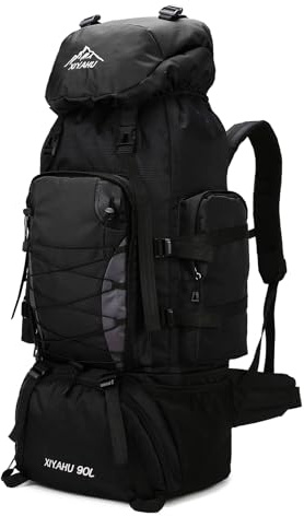 CINGHI LUSSO vandringsryggsäck 90 l ryggsäck för män kvinnor vattentät ryggsäck för resor stora camping vandringsväskor utomhus dagväska resa ryggsäck, Svart, 80*43*25cm/31.5*16.9*9.8in
