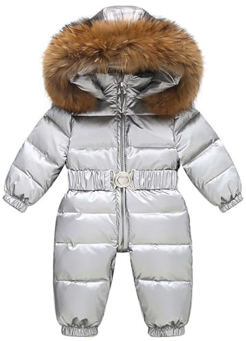 Wyongtao Schneeanzug für Kinder Jungen Winter Kleinkind Schneeanzug Daunenjacken Mantel mit Abnehmbarer Kapuze wasserdichte Skianzüge Thermo Overall Outdoor Kinder Baby Warme Jumpsuits