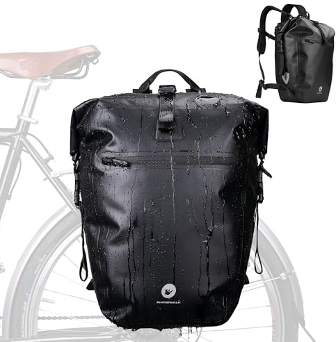 ENJOHOS Schwarz 27L wasserdichte Gepäckträgertasche Rucksack Laptop m.Gurt | ENJOHOS Schwarz 27L 100% wasserdichte hintere Gepäckträgertasche Rucksack Laptop mit Schultergurt Motorrad Seitentasche