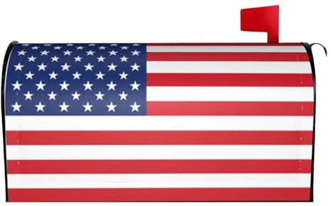 Abucaky American Flag Mailbox Cover Magnetic Independence Day Patriotic Waterproof Mailbox Wraps Post Letter Box Decor 25.5x21 in