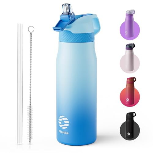 Fjbottle Borraccia termica con cannuccia e coperchio, 550 ml, 710 ml