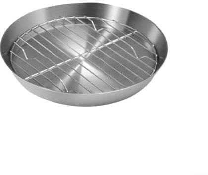 Sartén redonda para asar con estante de enfriamiento, bandeja de pavo asado de acero inoxidable para cocina, barbacoa, pasteles, utensilios de cocina (16 cm)