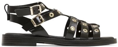 Porronet Sandalia romana plana piel con tachuelas mia Mujer | Piel auténtica, pulsera ajustable, suela antideslizante, detalle de tachuelas, hechas a mano en España, aire mediterráneo