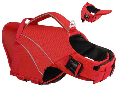 Hunde Schwimmweste mit abnehmbarem Frontauftrieb & Reflektoren, Hundeschwimmweste Klein Rettungsweste für Hunde zum Bootfahren,Kanufahren,Schwimmen,Surfen | KONVINIT Dog Life Jacket
