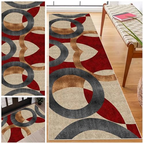 Laegnfho 50 x 200 cm Teppich Läufer Flur Küchenteppich Waschbar rutschfest Küchenläufer Modern Carpet Fussmatte Innen Teppichläufer Teppichläufer auf Maß Meterware Flurteppich für Küche FlurWohnraum